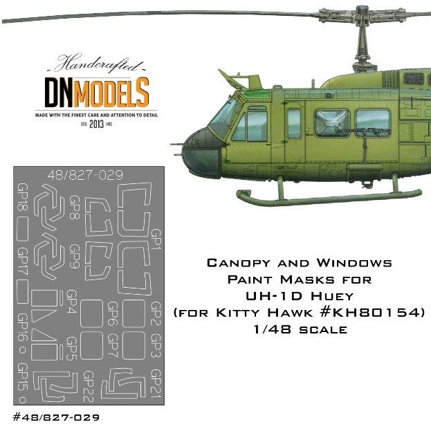 1:48 Paint Masks For UH-1D Huey Helicopter - Canopy And Windows