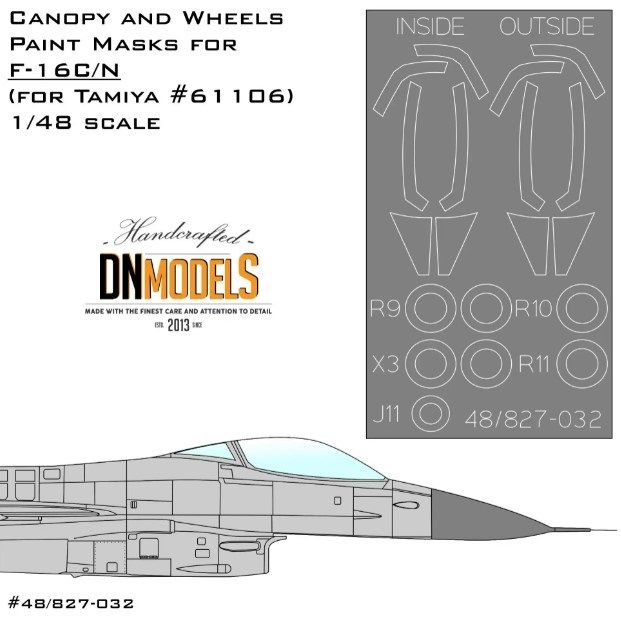 1:48 Canopy And Wheels Paint Masks For F-16C/N For Tamiya Kits