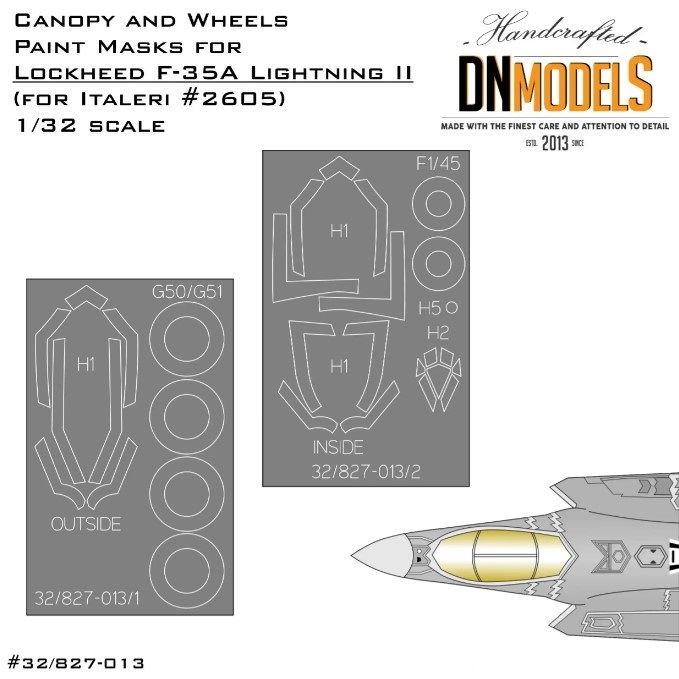 1:32 Canopy And Wheels Paint Mask For F-35A Lightning II For Italeri