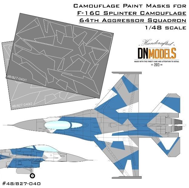 1:48 Camouflage Paint Masks For F-16C Blue Splinter Aggressor
