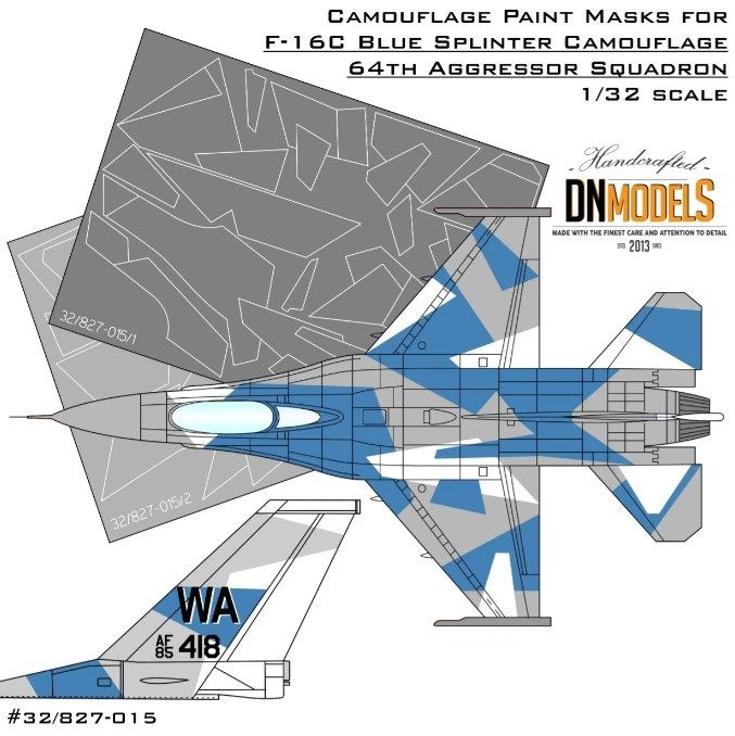 1:32 Camouflage Paint Masks For F-16C Blue Splinter Aggressor