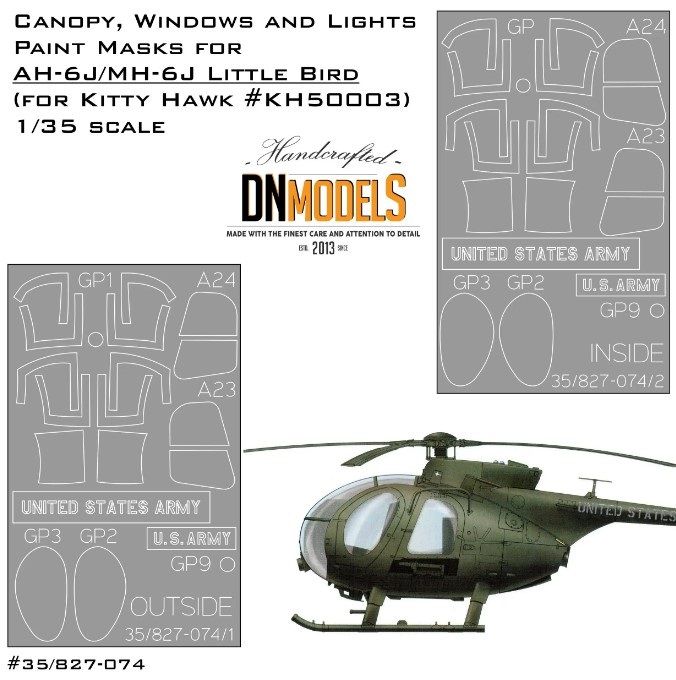 1:35 Canopy, Windows And Lights Paint Masks For AH-6J/MH-6J Little Bird