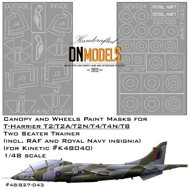 1:48 Canopy And Wheels Paint Masks For Kinetic T-Harrier With RAF And Royal Navy Insignia