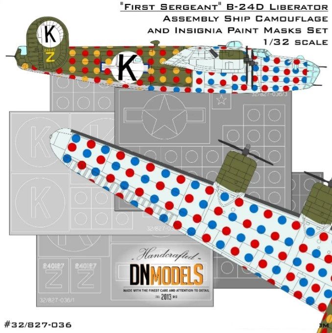 1:32 First Sergeant B-24D Liberator Assembly Ship Camo And Insignia Paint Mask Set