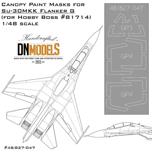 1:48 Canopy Paint Masks For Su-30MKK Flanker G