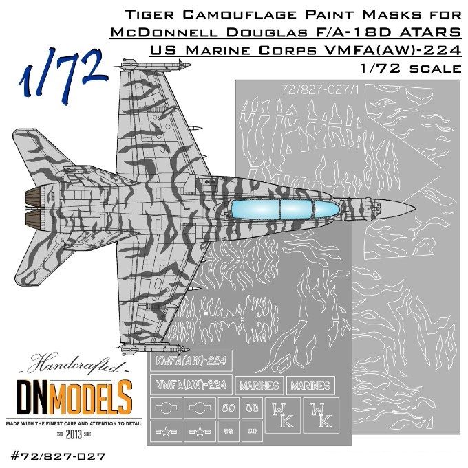 1:72 Tiger Camo Paint Masks For ATARS F/A-18D Hornet VMFA-224