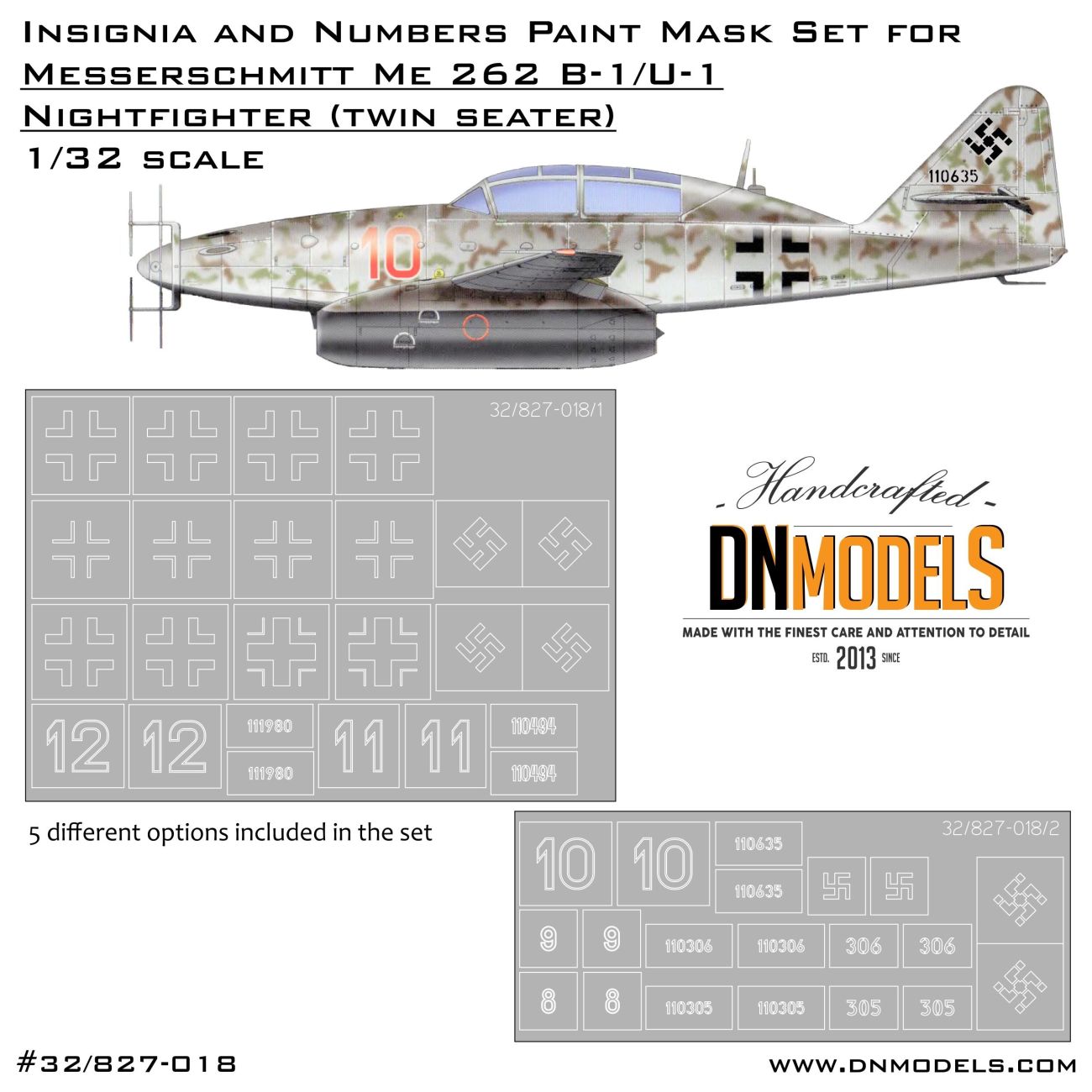 1:48 Messerschmitt Me-262 B-1/U-1 Insignia And Numbers Paint Mask Set