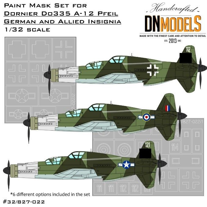 1:32 Dornier Do-335 A-12 German And Allied Insignia Paint Mask Set