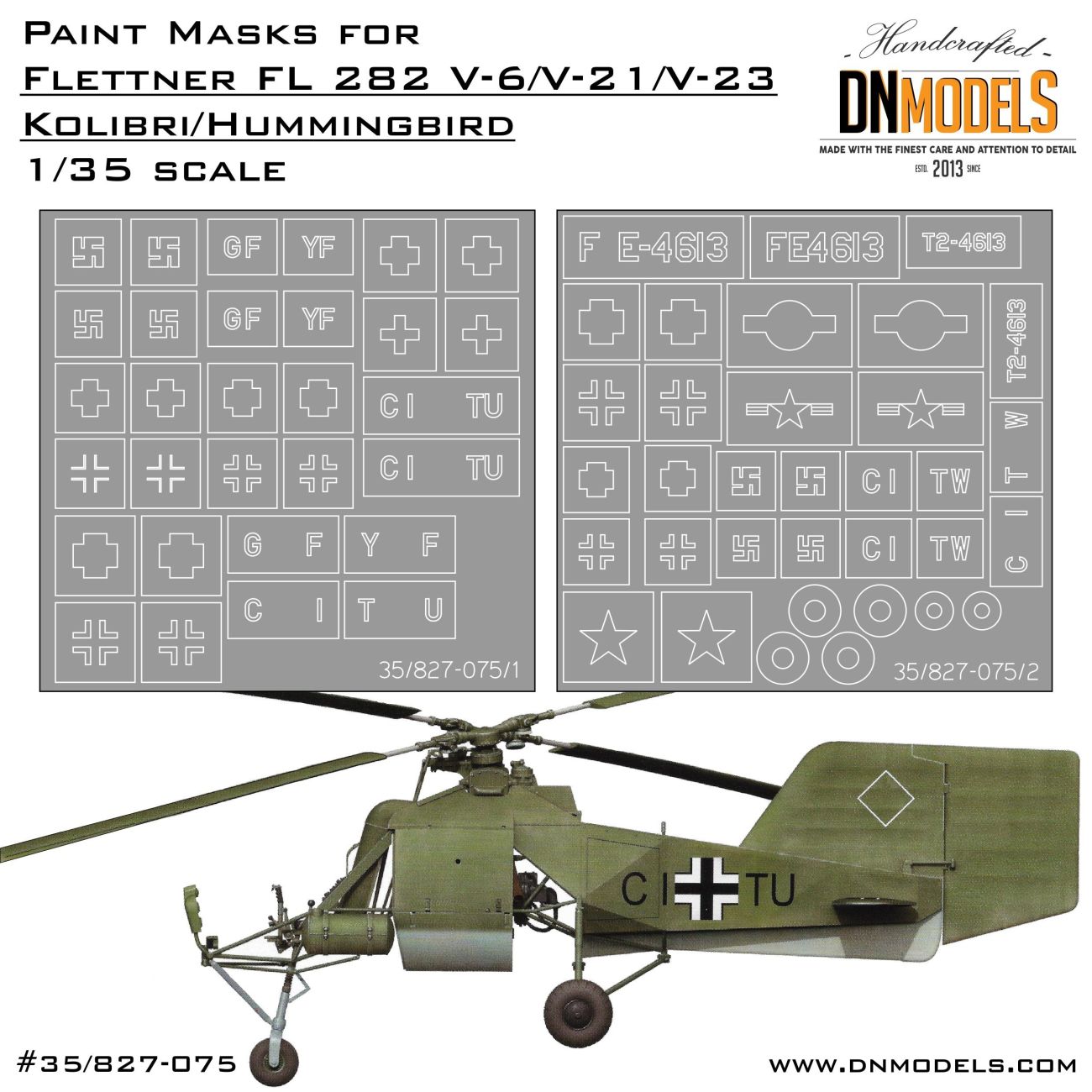 1:35 Fl 282 V-6, -21, -23 Kolibri Insignia And Wheels Paint Masks For MiniArt Kits