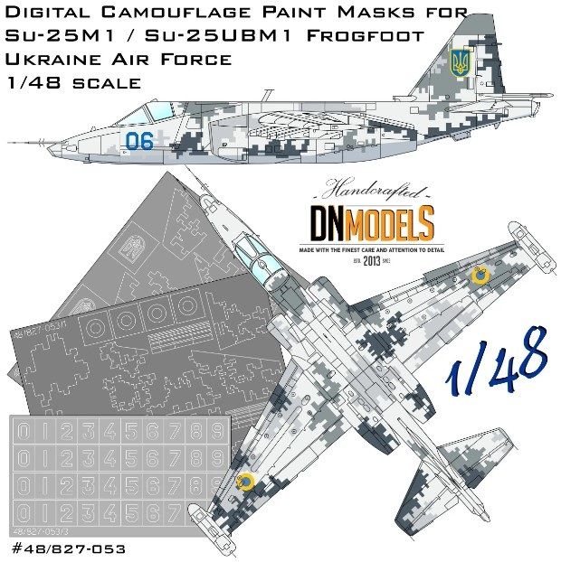 1:48 Su-25M1/Su-25UBM1 Frogfoot Ukrainian Digital Camo Paint Mask Set