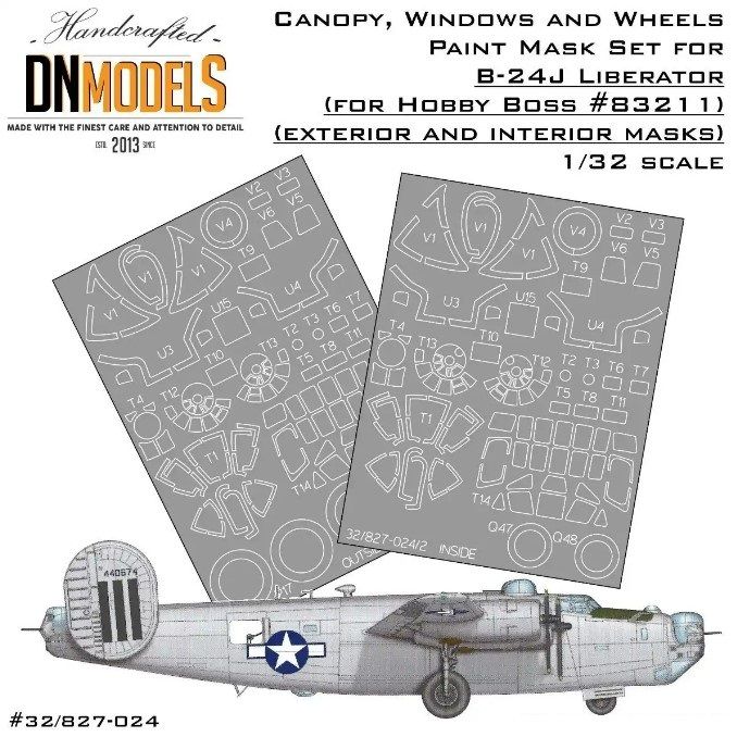 1:32 B-24J Canopy, Windows And Wheels Liberator Paint Mask Set