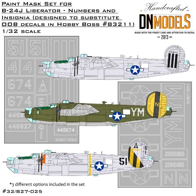 1:32 B-24J Liberator Insignia And Numbers Paint Mask Set