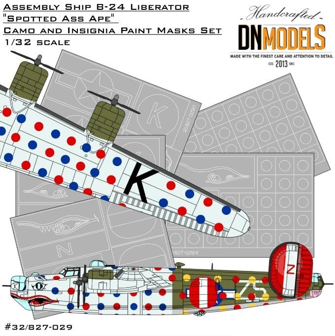 1:32 Assembly Ship B-24 Liberator Spotted Ass Ape Camo And Insignia Paint Mask Set
