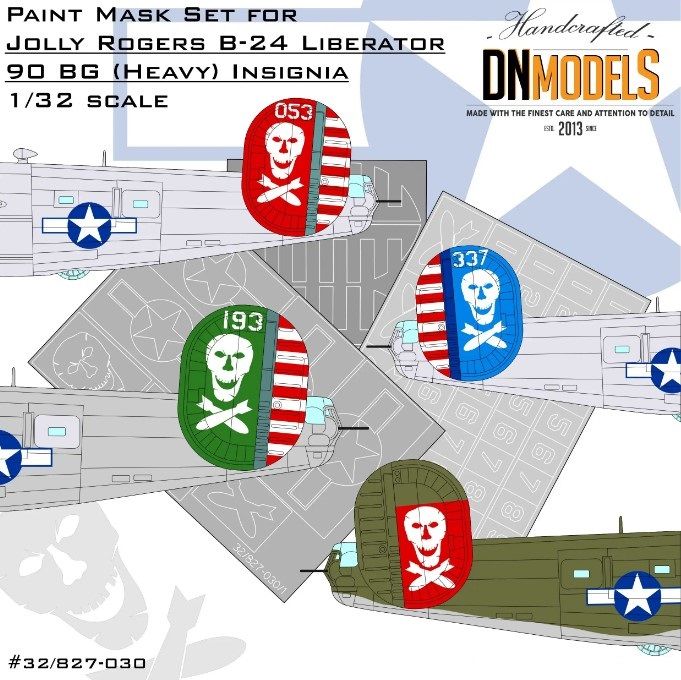 1:32 Jolly Rogers B-24 Liberator 90BG (Heavy) Insignia Paint Mask Set