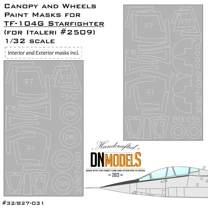 1:32 Canopy And Wheels Paint Mask Set For Italeri’s TF-104G Starfighter