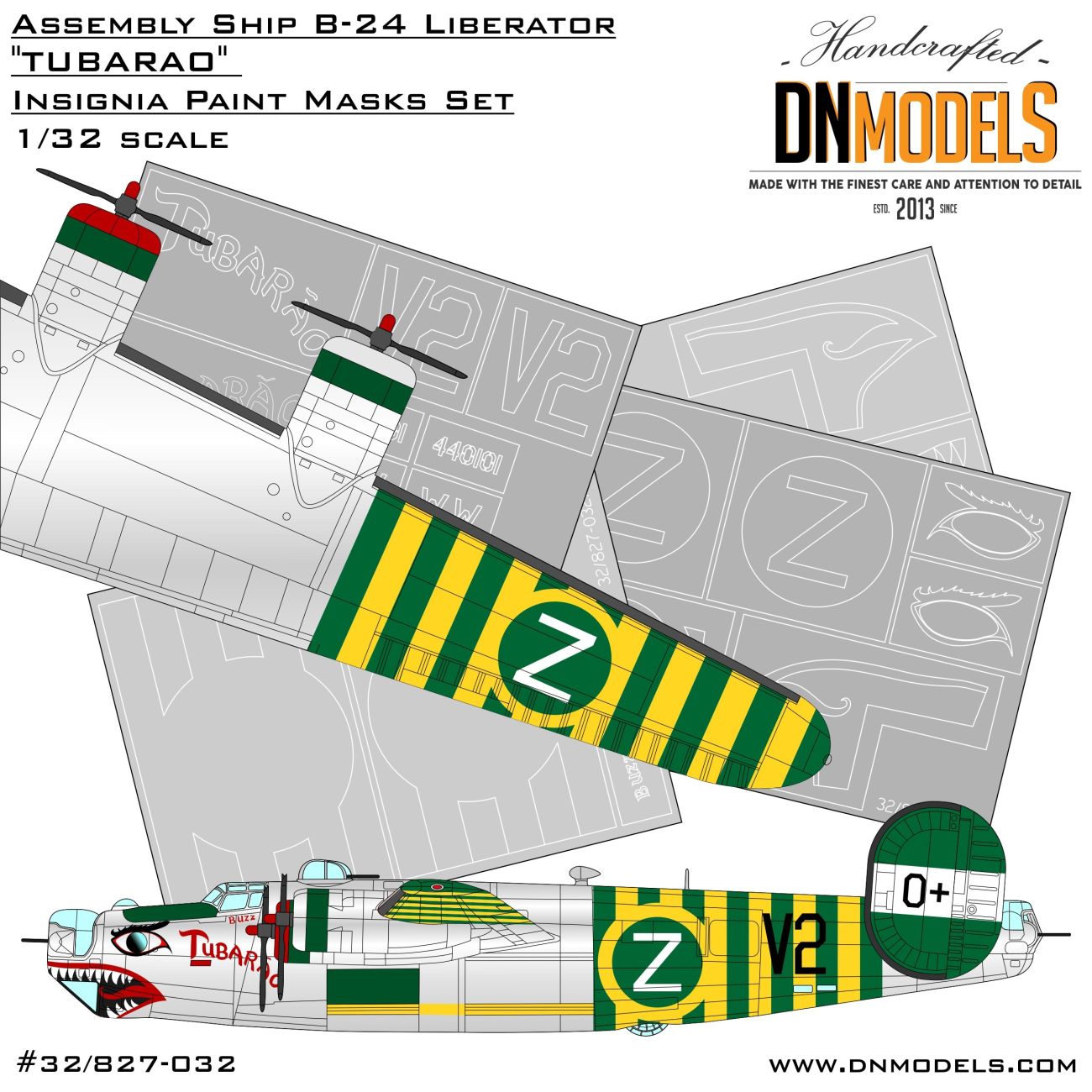 1:32 Assembly Ship B-24 Liberator Tubarao Insignia Paint Mask Set
