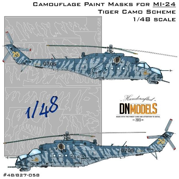 1:48 Mil Mi-24 Hind Attack Helicopter Tiger Camo Paint Mask Set