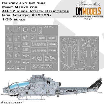 1:35 AH-1Z Viper Attack Helicopter Canopy And Insignia Paint Mask Set