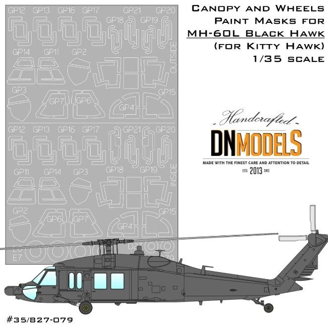 1:35 MH-60L Black Hawk Helicopter Canopy And Wheels Paint Mask Set