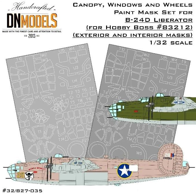 1:32 B-24D Canopy, Windows And Wheels Liberator Paint Mask Set