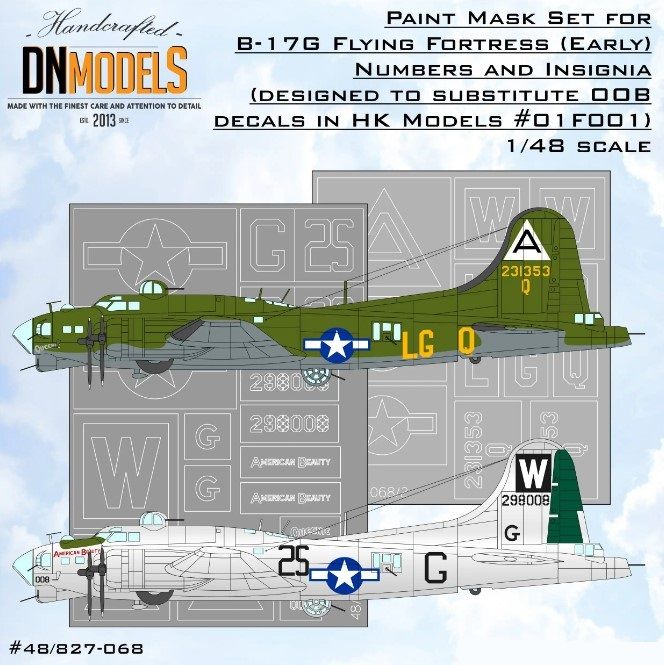 1:48 B-17G Flying Fortress (Early) Numbers And Insignia Paint Mask Set