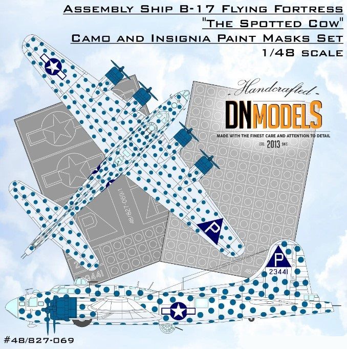 1:48 The Spotted Cow B-17 Flying Fortress Assembly Ship Camo And Insignia Paint Mask Set