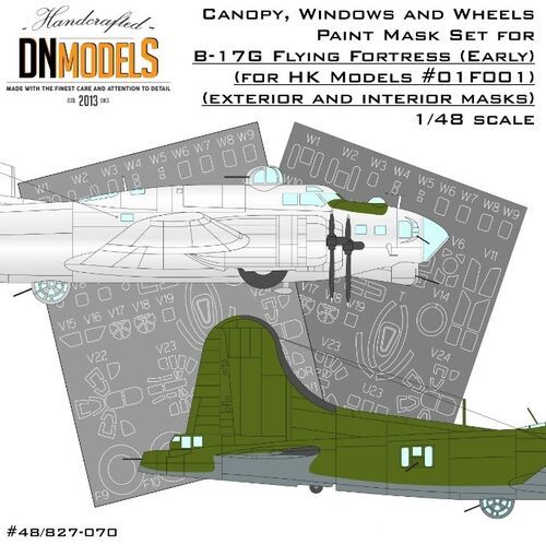1:48 B-17G Flying Fortress (Early) Canopy, Windows And Wheels Paint Mask Set