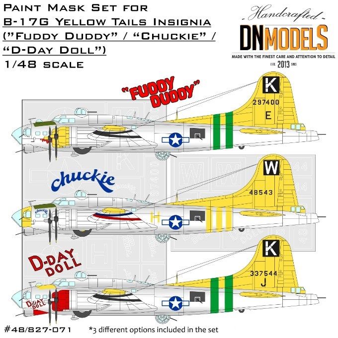 1:48 B-17G Flying Fortress Yellow Tails Insignia Paint Mask Set