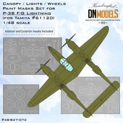 1:48 P-38 Lightning Canopy, Lights And Wheels Paint Mask Set (For Tamiya Kit)