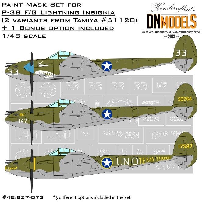 1:48 P-38 Lightning Insignia Paint Mask Set (For Tamiya Kit) And Bonus Markings