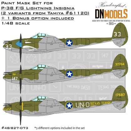 1:48 P-38 Lightning Insignia Paint Mask Set (For Tamiya Kit) And Bonus Markings