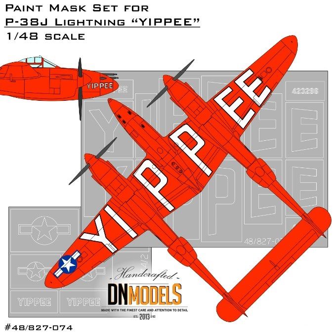 1:48 Yippee P-38J Lightning Paint Mask Set - Anniversary 5000th P-38 Produced