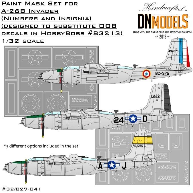 1:32 A-26B Invader Numbers And Insignia Paint Mask Set