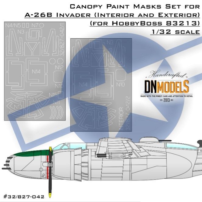 1:32 Canopy Paint Mask Set For A-26B Invader Interior And Exterior