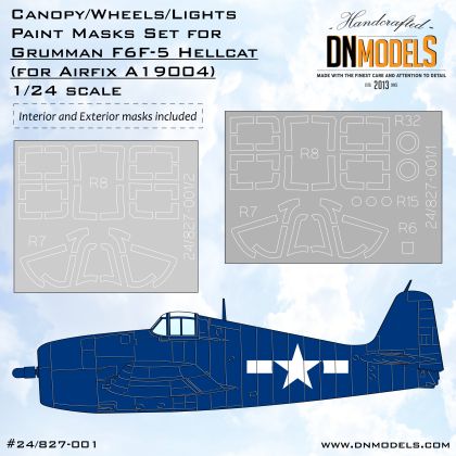 1:24 F6F-5 Hellcat Canopy, Wheels, Lights Paint Mask Set – Interior & Exterior
