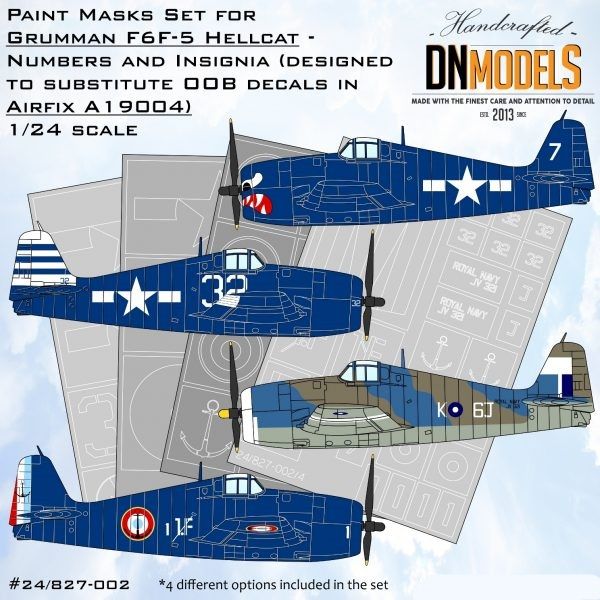 1:24 Grumman Hellcat F6F-5 Numbers And Insignia Paint Mask Set