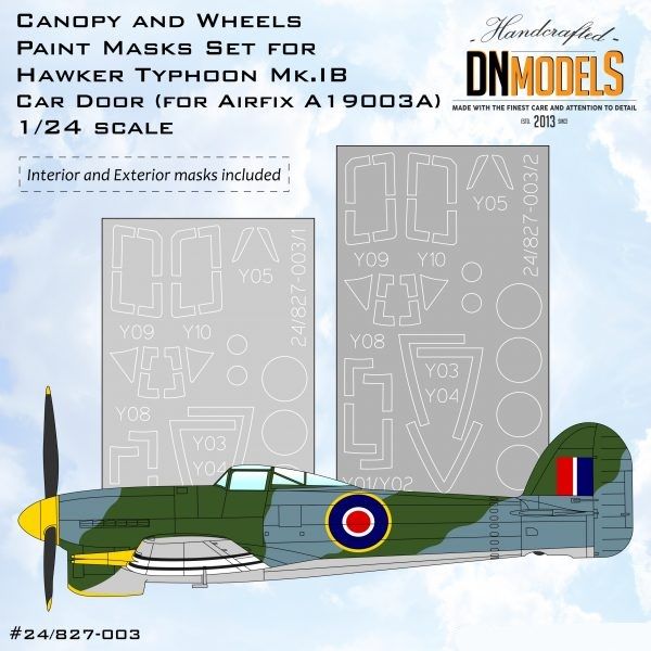 1:24 Hawker Typhoon Mk.Ib Car Door Canopy And Wheels Paint Mask Set - Interior And Exterior
