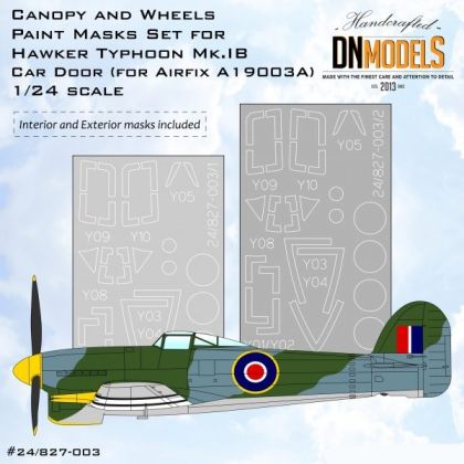 1:24 Hawker Typhoon Mk.Ib Car Door Canopy And Wheels Paint Mask Set - Interior And Exterior