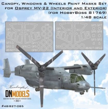 1:48 Osprey MV-22 Canopy, Windows And Wheels Paint Masks For HobbyBoss 81769 - Interior And Exterior