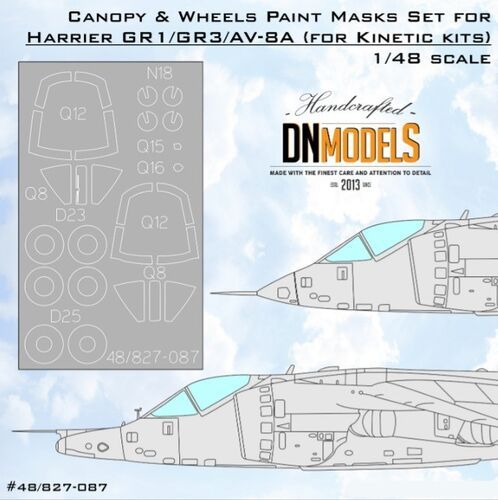 1:48 Canopy And Wheels Paint Masks For Kinetic Harrier GR.1/GR.3 And AV-8A