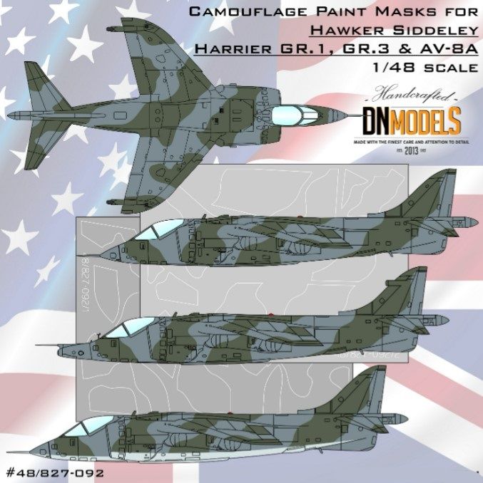 1:48 Hawker Siddeley Harrier GR.1/3 And AV-8A Camouflage Paint Mask Set