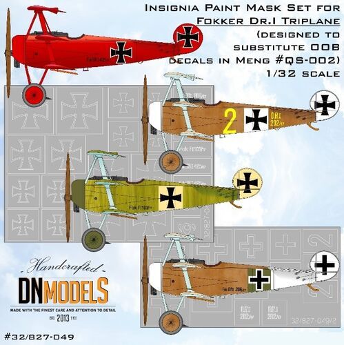 1:32 Insignia Paint Mask Set For Fokker Dr.I Triplane - Designed For MENG Kits