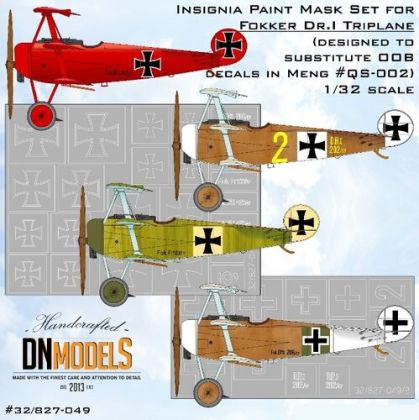 1:32 Insignia Paint Mask Set For Fokker Dr.I Triplane - Designed For MENG Kits