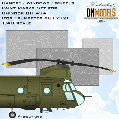 1:48 CH-47A Chinook Canopy And Wheels Paint Mask Set For HobbyBoss - Interior And Exterior