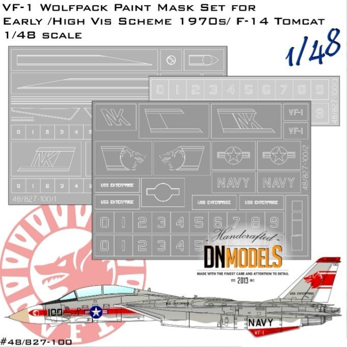 1:48 VF-1 Wolfpack Paint Mask Set For Early (High Vis) F-14 Tomcat