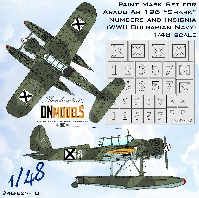 1:48 Arado Ar 196 Shark Insignia And Numbers - WW II Bulgarian NAVY Paint Mask Set