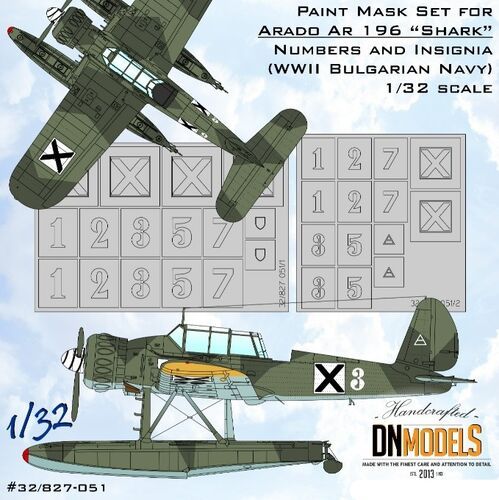 1:32 Arado Ar 196 Shark Insignia And Numbers - WW II Bulgarian NAVY Paint Mask Set