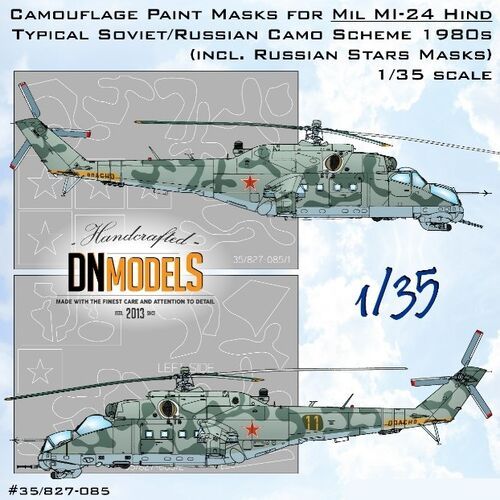 1:35 Mil Mi-24 Hind Attack Helicopter 1980s Standard Soviet Camo And Red Stars