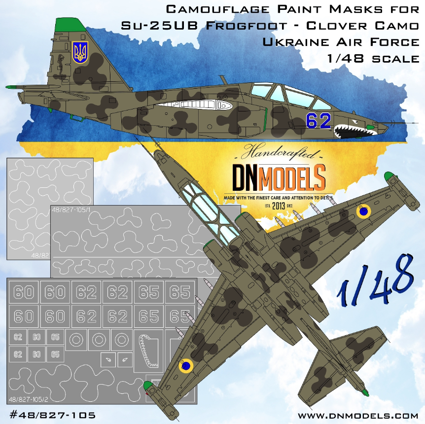 1:48 Su-25UB Frogfoot Ukrainian Clover Camouflage Paint Mask Set