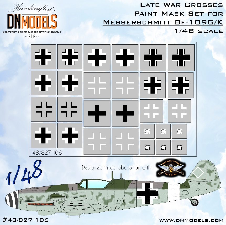 1:48 Messerschmitt Bf-109G/K Late War Crosses - All manufacturers